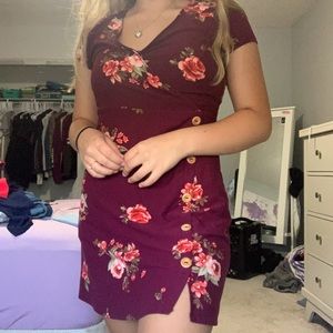 Maroon floral dress